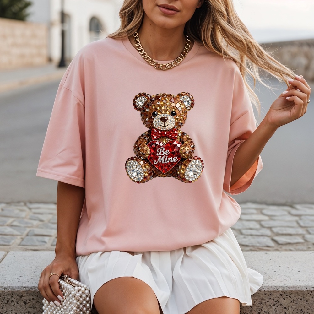 Bling Faux Rhinestone T-shirt. 3D look S M L XL Made to order New Beautiful - Picture 8 of 17